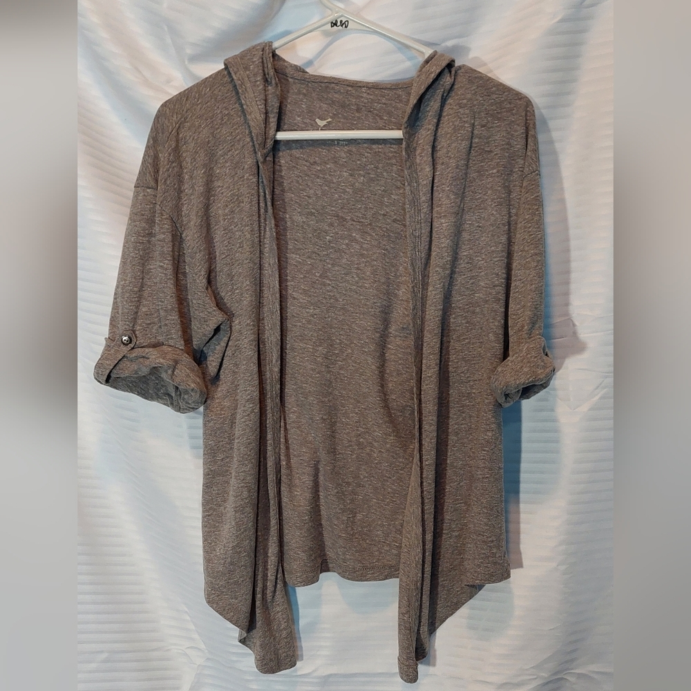 Size Small Casual Gray Open-Front Cardigan